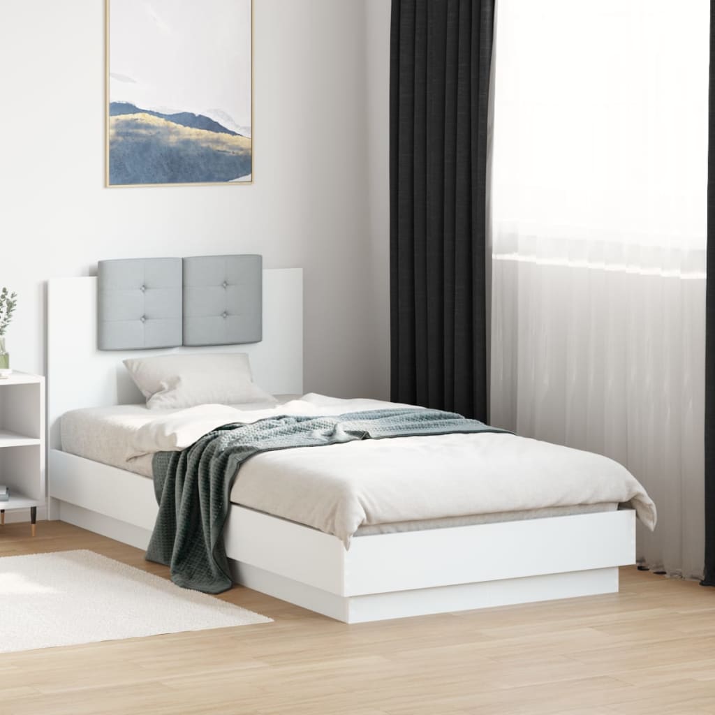 Bed Frame with LED without Mattress White 90x190 cm