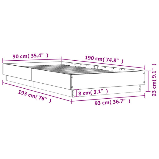 Bed Frame without Mattress Sonoma Oak 90x190 cm Engineered Wood