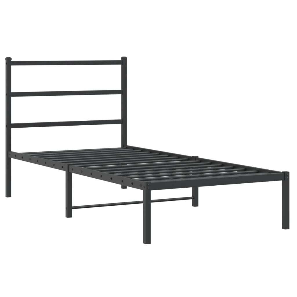 Metal Bed Frame without Mattress with Headboard Black 90x190 cm