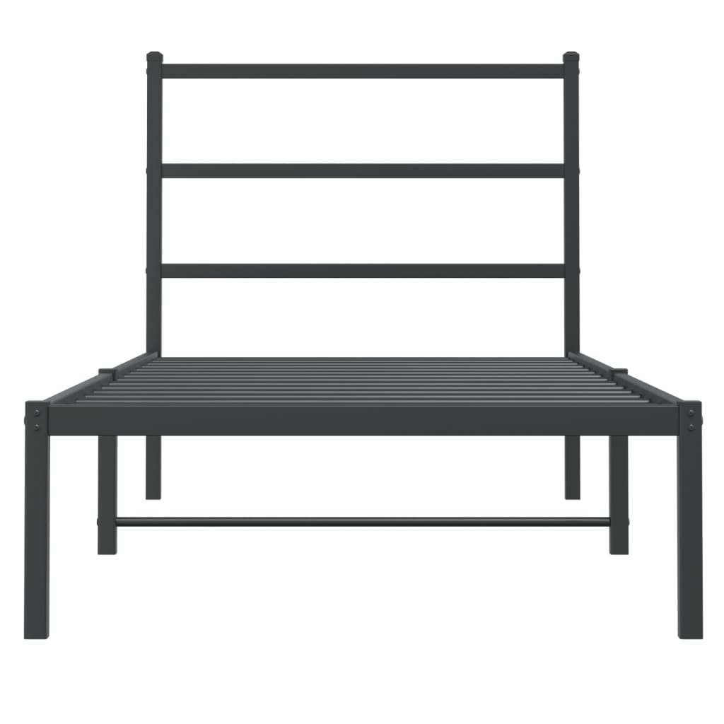 Metal Bed Frame without Mattress with Headboard Black 90x190 cm