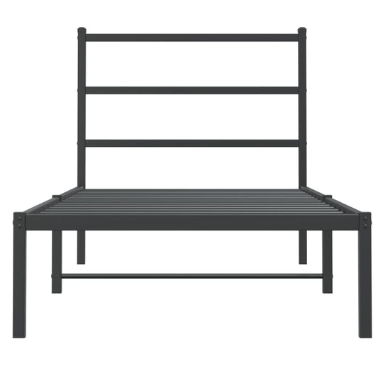 Metal Bed Frame without Mattress with Headboard Black 90x190 cm