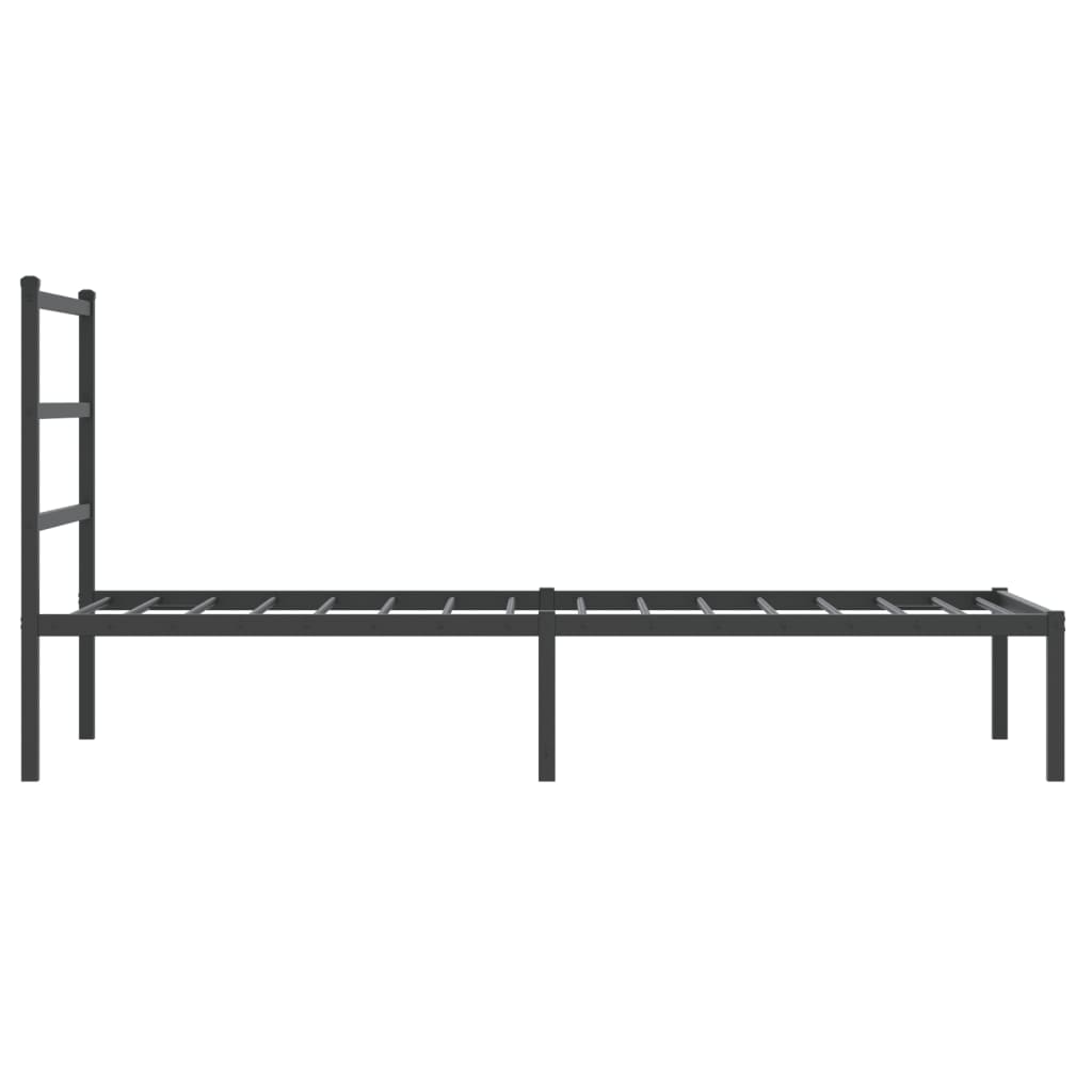 Metal Bed Frame without Mattress with Headboard Black 90x190 cm