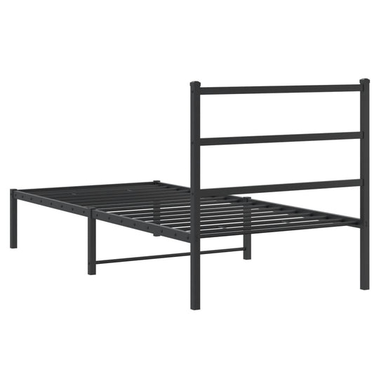 Metal Bed Frame without Mattress with Headboard Black 90x190 cm