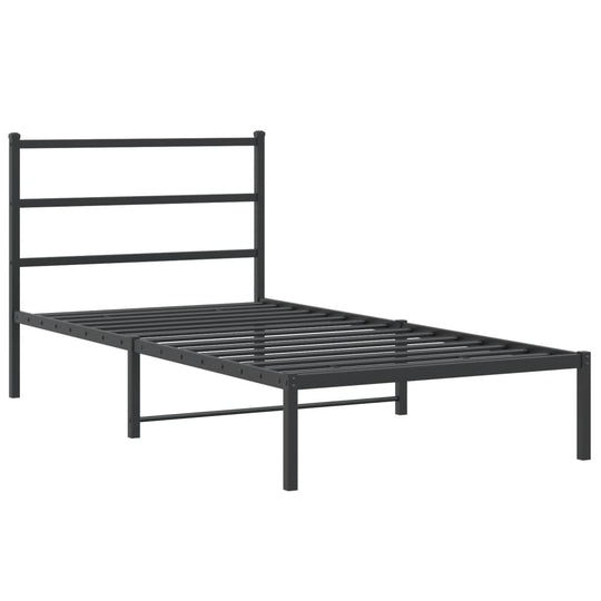 Metal Bed Frame without Mattress with Headboard Black 107x203 cm King Single