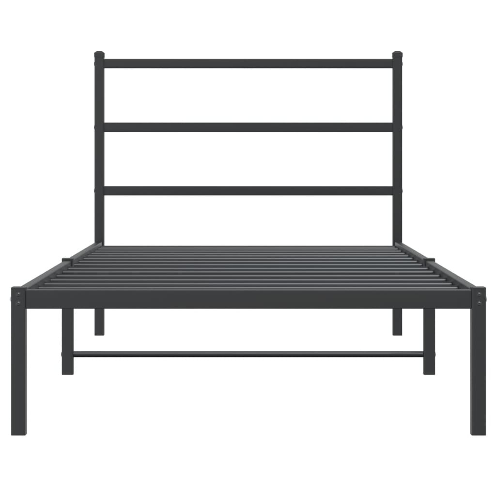 Metal Bed Frame without Mattress with Headboard Black 107x203 cm King Single