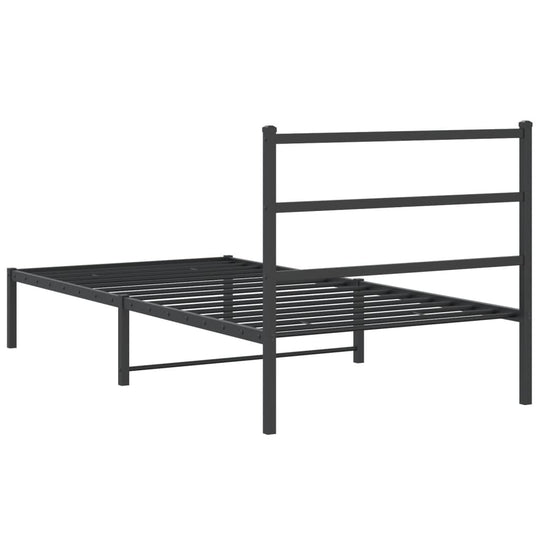 Metal Bed Frame without Mattress with Headboard Black 107x203 cm King Single