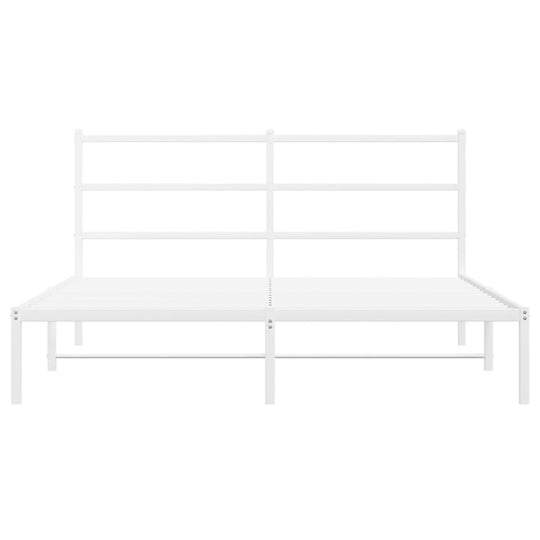 Metal Bed Frame without Mattress with Headboard White 150x200 cm