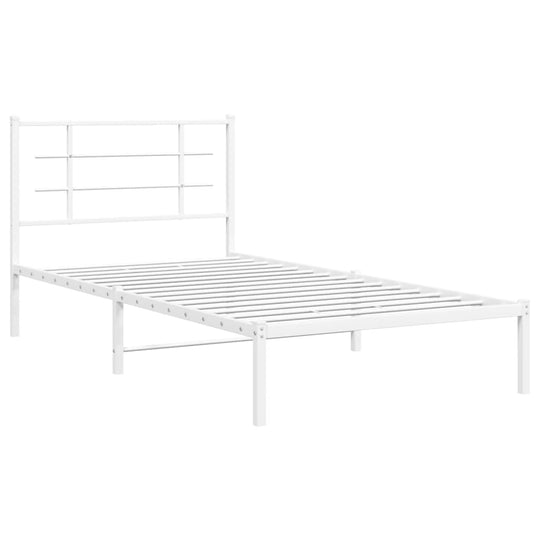 Metal Bed Frame without Mattress with Headboard White 107x203 cm King Single