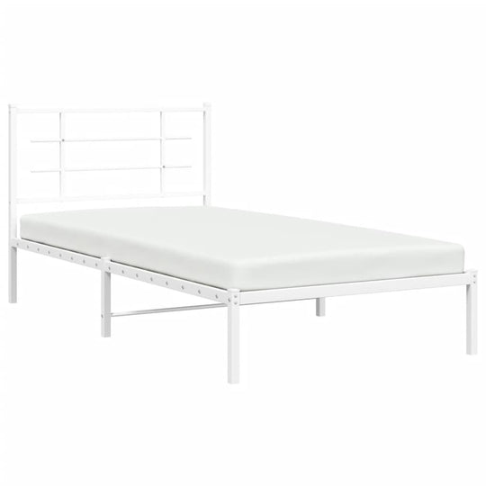 Metal Bed Frame without Mattress with Headboard White 107x203 cm King Single