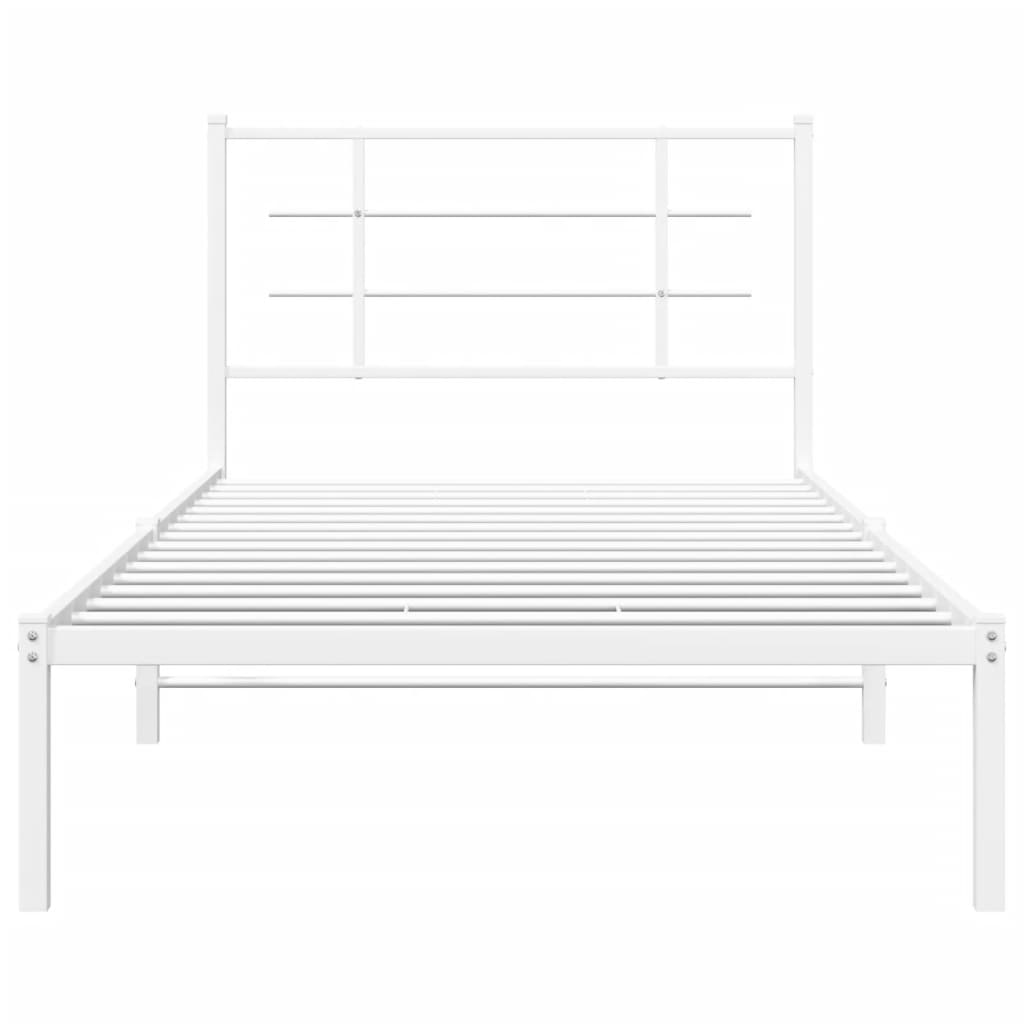 Metal Bed Frame without Mattress with Headboard White 107x203 cm King Single