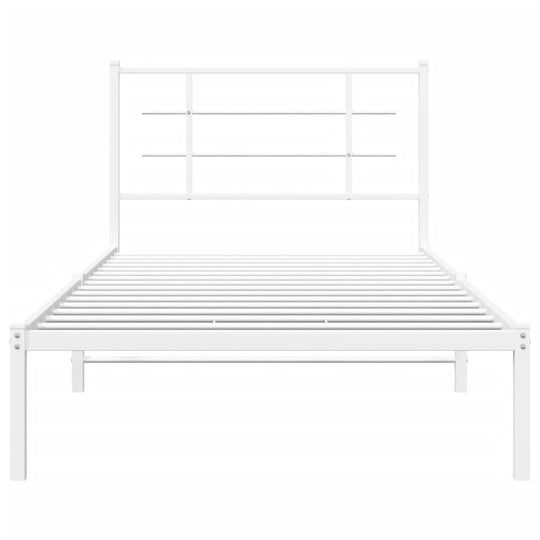 Metal Bed Frame without Mattress with Headboard White 107x203 cm King Single