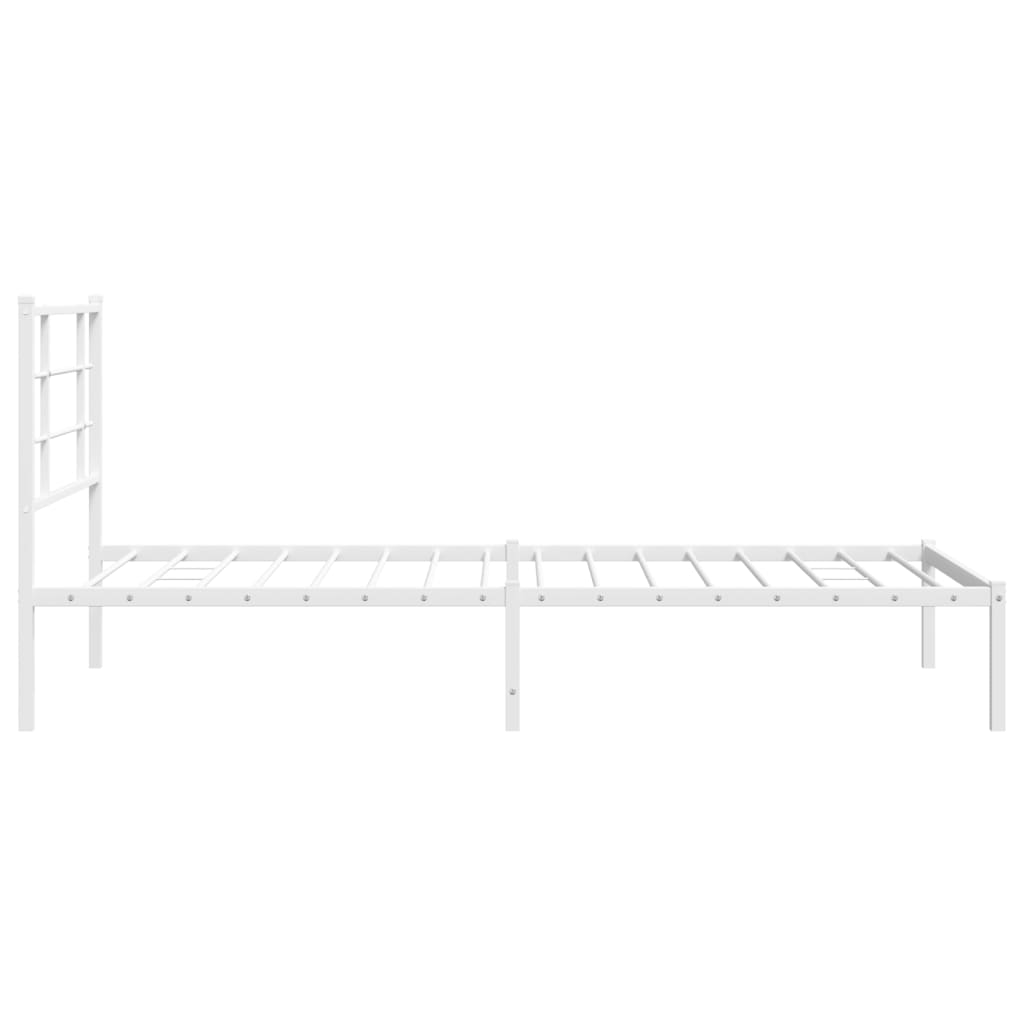 Metal Bed Frame without Mattress with Headboard White 107x203 cm King Single