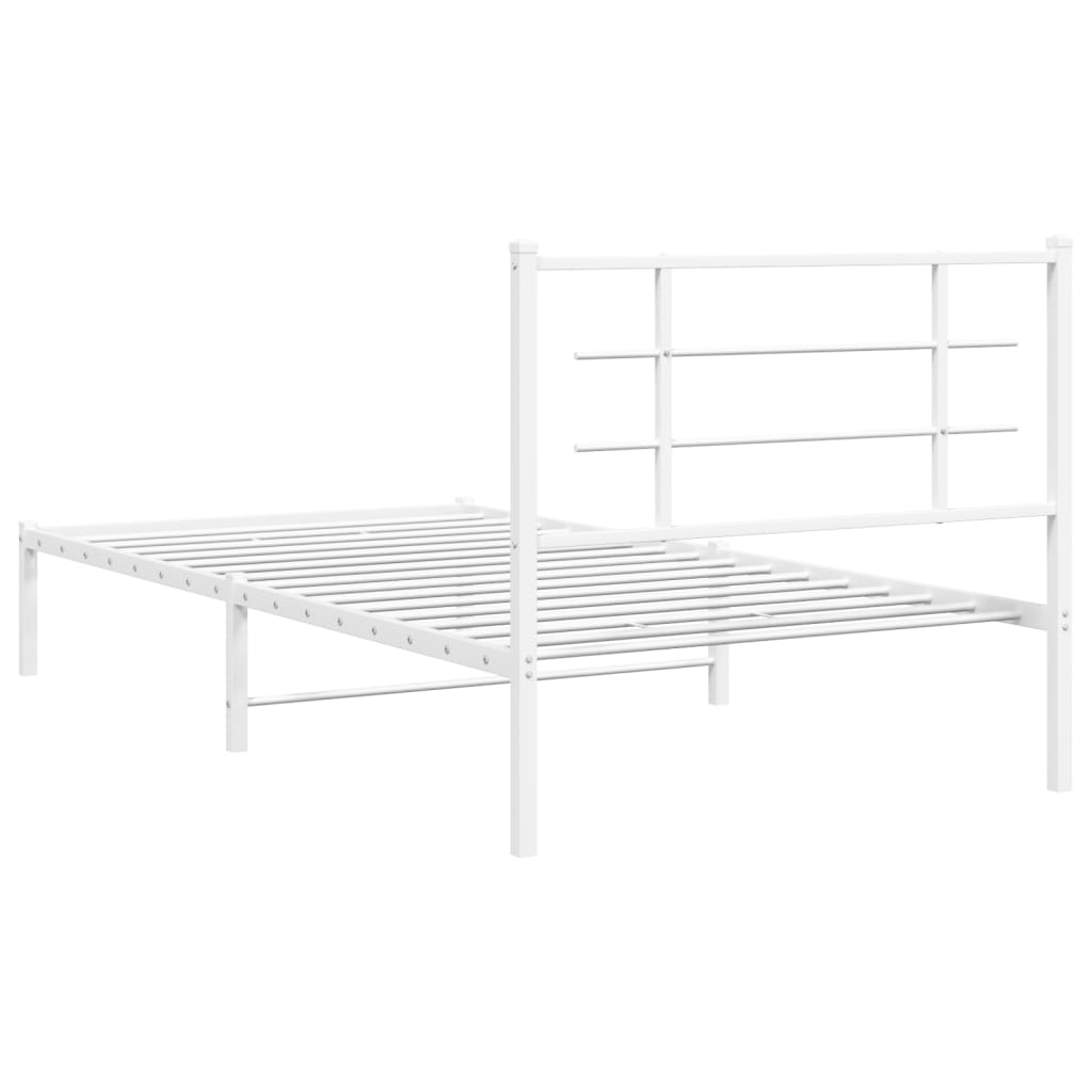 Metal Bed Frame without Mattress with Headboard White 107x203 cm King Single