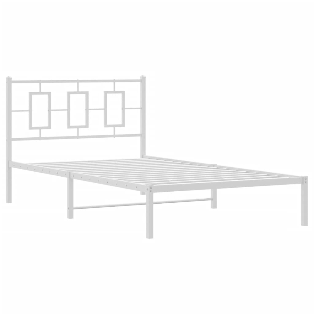 Metal Bed Frame without Mattress with Headboard White 107x203 cm King Single