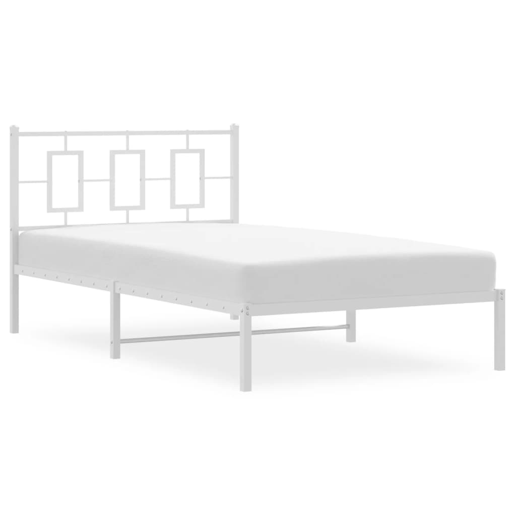 Metal Bed Frame without Mattress with Headboard White 107x203 cm King Single