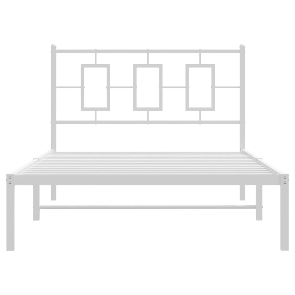 Metal Bed Frame without Mattress with Headboard White 107x203 cm King Single