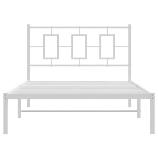 Metal Bed Frame without Mattress with Headboard White 107x203 cm King Single