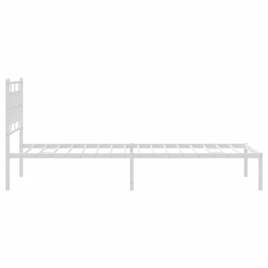 Metal Bed Frame without Mattress with Headboard White 107x203 cm King Single