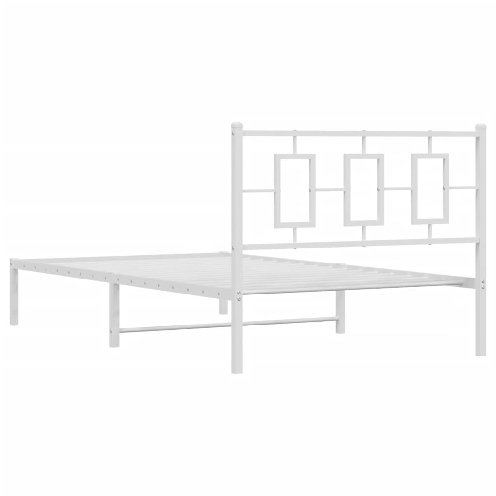 Metal Bed Frame without Mattress with Headboard White 107x203 cm King Single