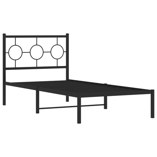 Metal Bed Frame without Mattress with Headboard Black 90x190 cm