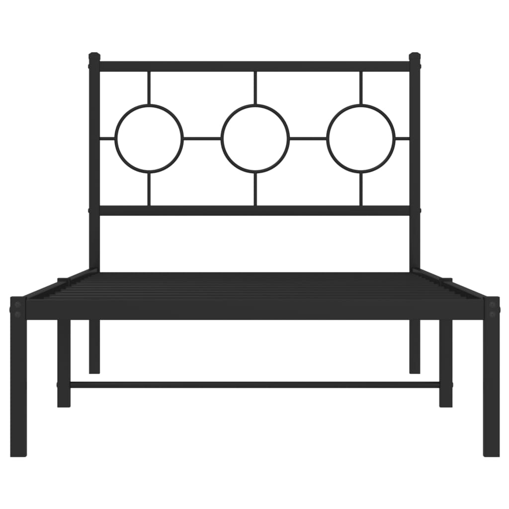 Metal Bed Frame without Mattress with Headboard Black 90x190 cm