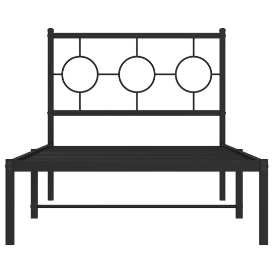 Metal Bed Frame without Mattress with Headboard Black 90x190 cm