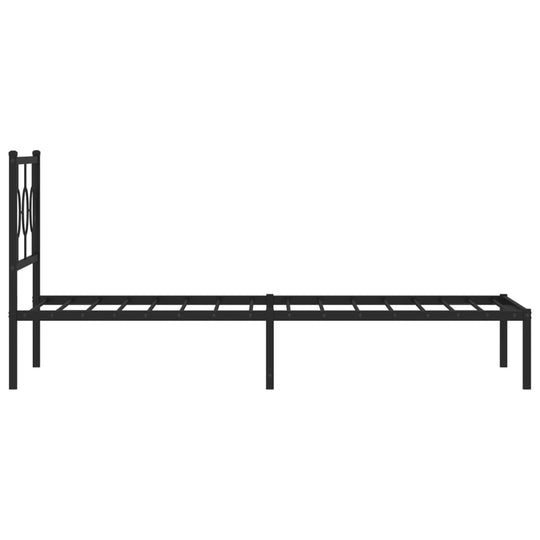 Metal Bed Frame without Mattress with Headboard Black 90x190 cm