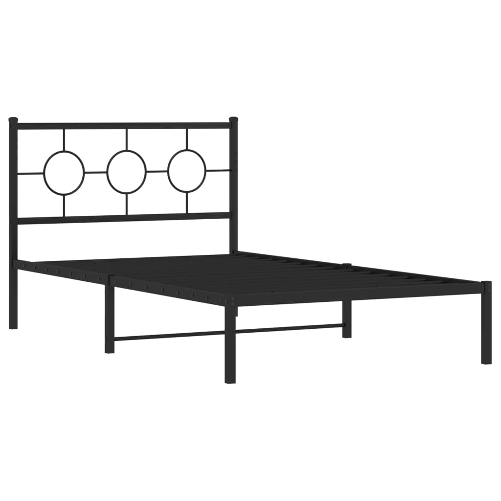 Metal Bed Frame without Mattress with Headboard Black 107x203 cm King Single