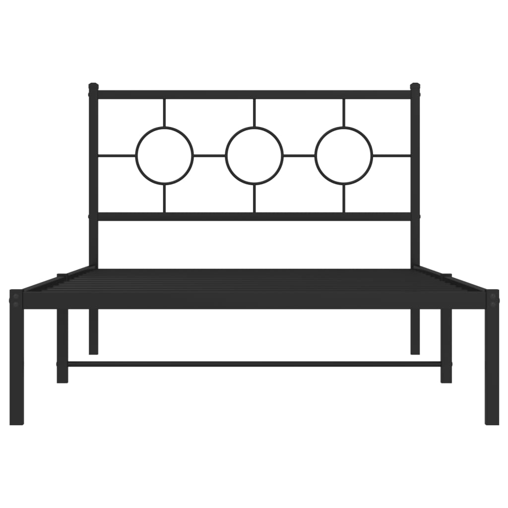 Metal Bed Frame without Mattress with Headboard Black 107x203 cm King Single