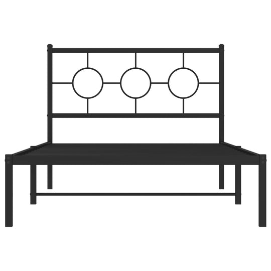 Metal Bed Frame without Mattress with Headboard Black 107x203 cm King Single