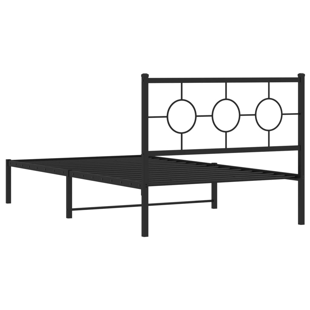 Metal Bed Frame without Mattress with Headboard Black 107x203 cm King Single