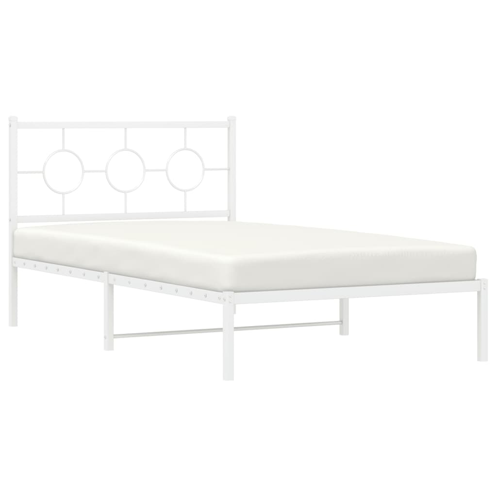 Metal Bed Frame without Mattress with Headboard White 107x203 cm King Single