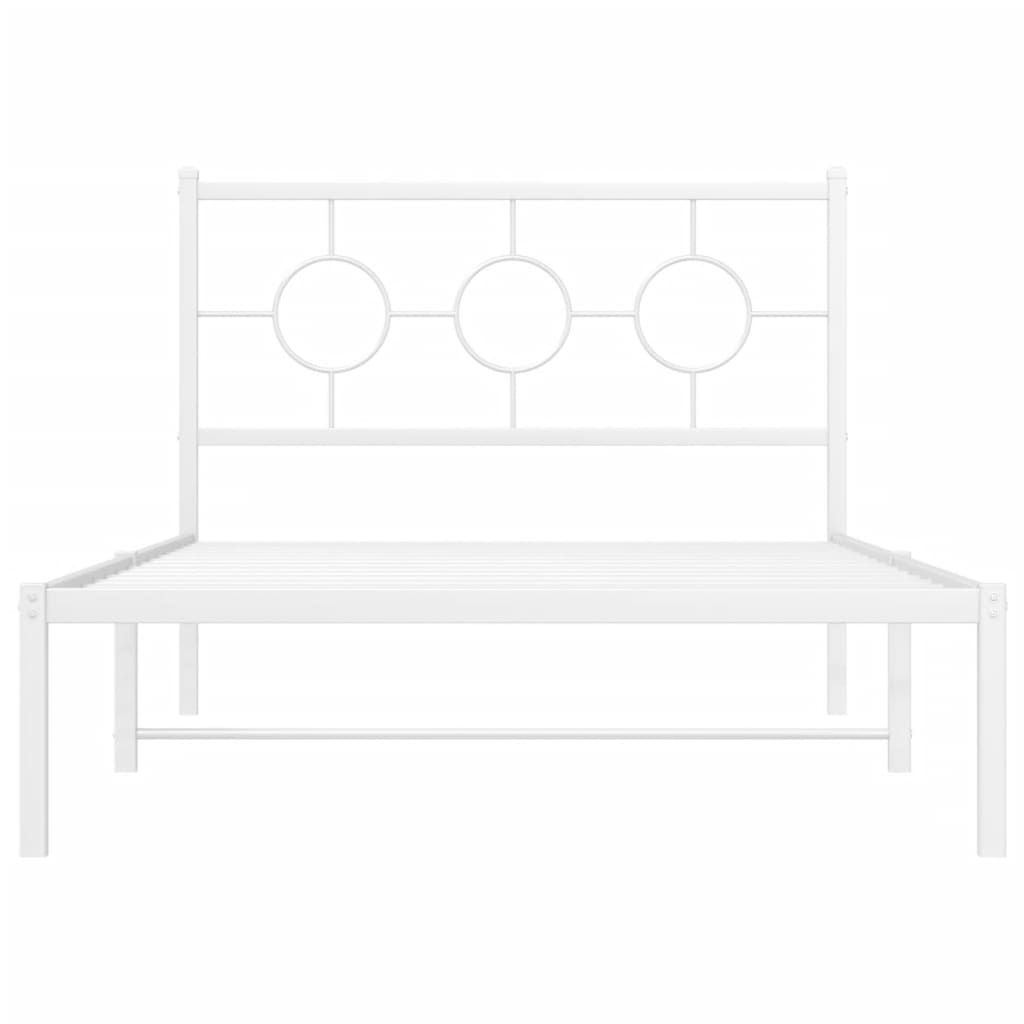 Metal Bed Frame without Mattress with Headboard White 107x203 cm King Single