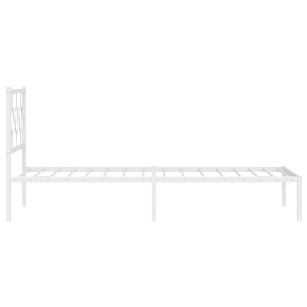 Metal Bed Frame without Mattress with Headboard White 107x203 cm King Single