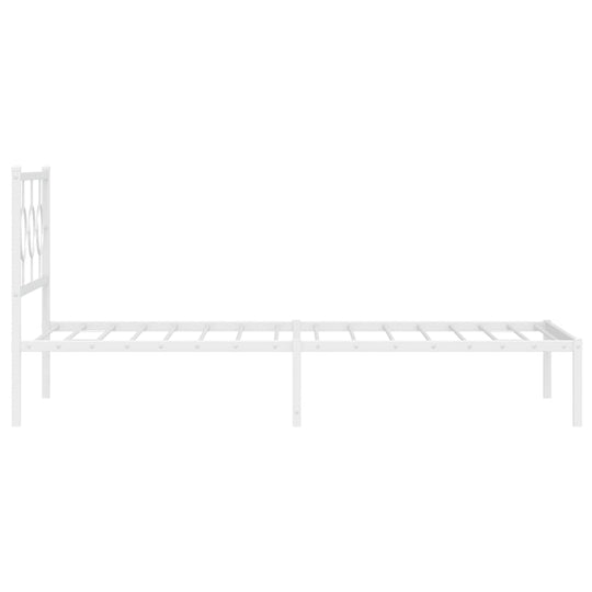 Metal Bed Frame without Mattress with Headboard White 107x203 cm King Single