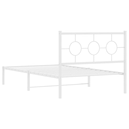 Metal Bed Frame without Mattress with Headboard White 107x203 cm King Single