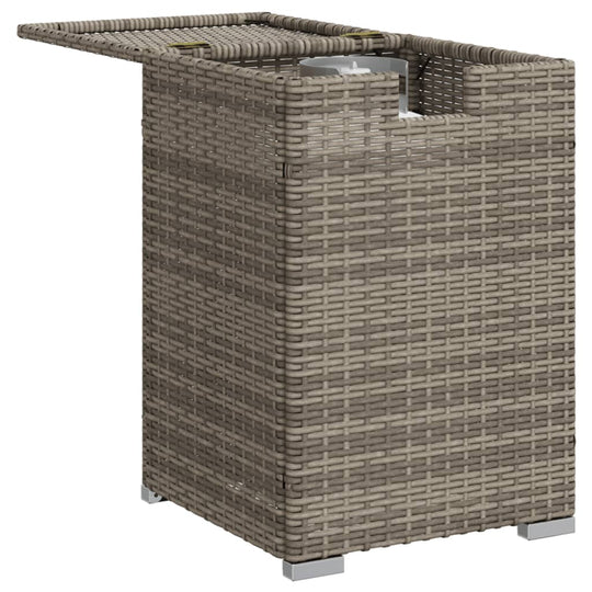 Grey poly rattan propane tank cover table, 40x40x60 cm, showcasing durable and weather-resistant material for a neat outdoor space.