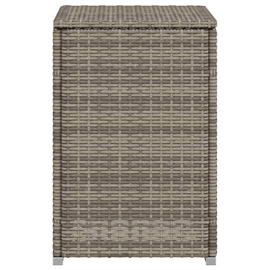 Grey poly rattan propane tank cover table, 40x40x60 cm, durable and weather-resistant for outdoor use, affordable luxe style.