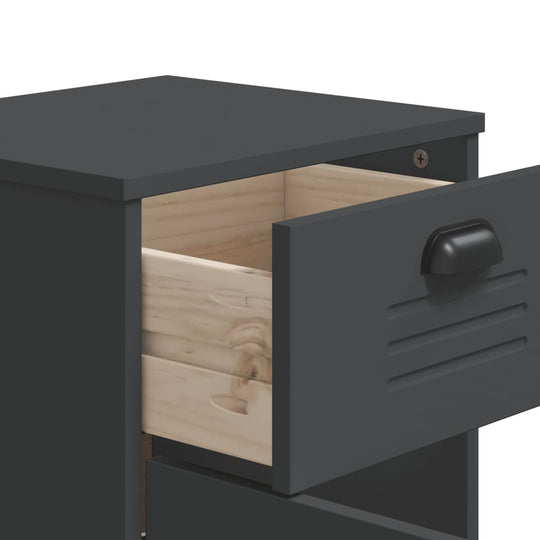 Bedside Cabinet VIKEN Anthracite Grey Engineered Wood