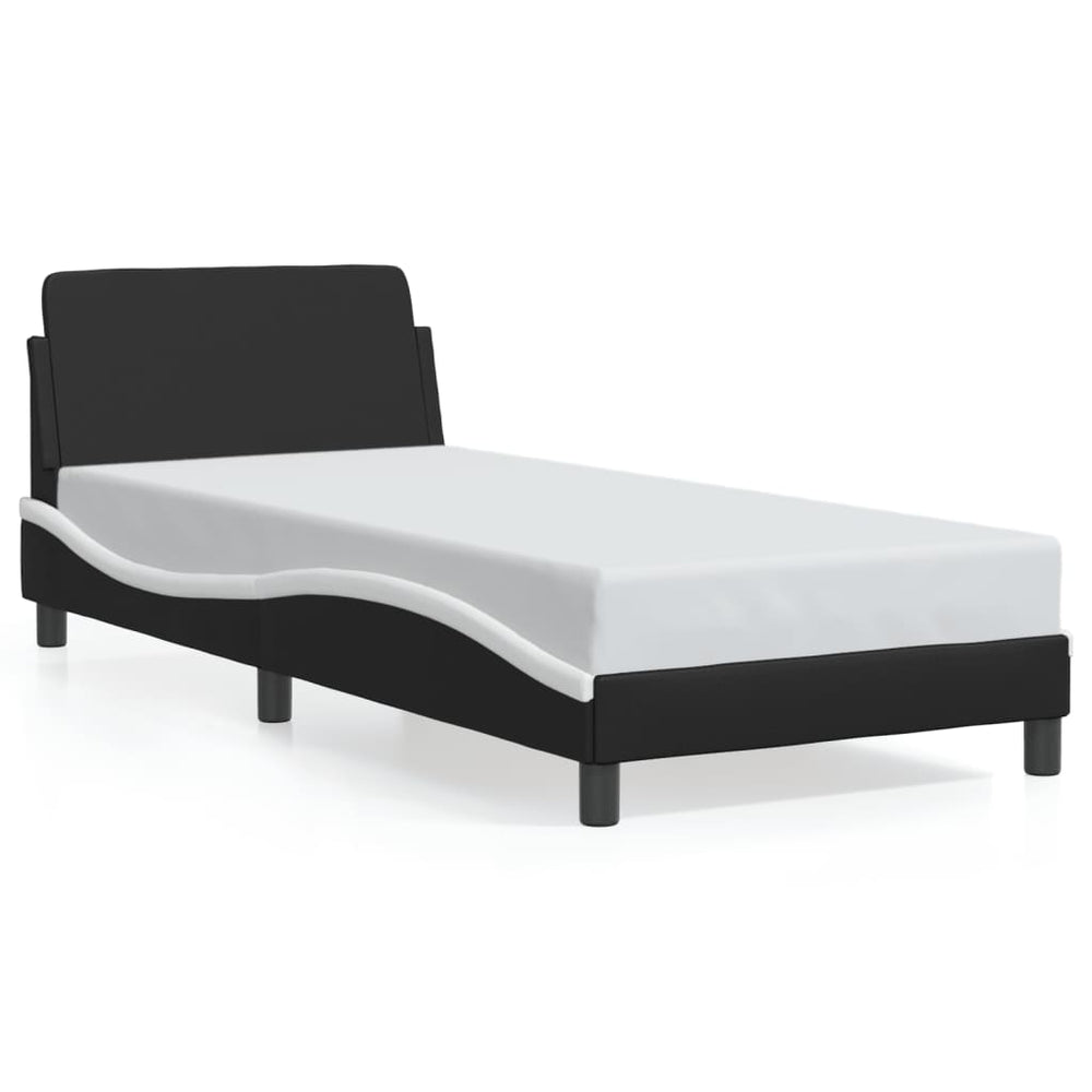 Bed Frame without Mattress Black and White 90x190 cm Faux Leather