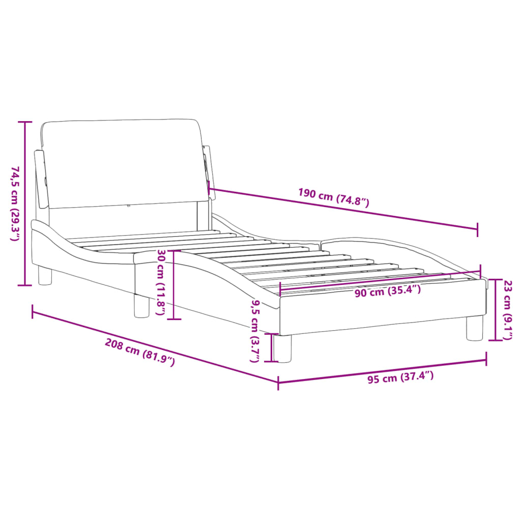 Bed Frame without Mattress Black and White 90x190 cm Faux Leather