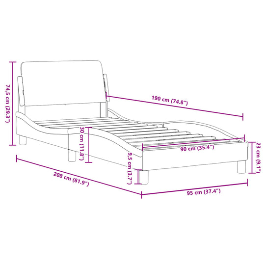 Bed Frame without Mattress Black and White 90x190 cm Faux Leather