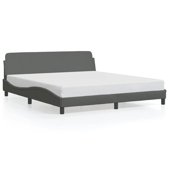 Bed Frame without Mattress Dark Grey 183x203 cm King Fabric