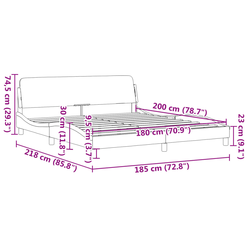 Bed Frame without Mattress Dark Grey 183x203 cm King Fabric