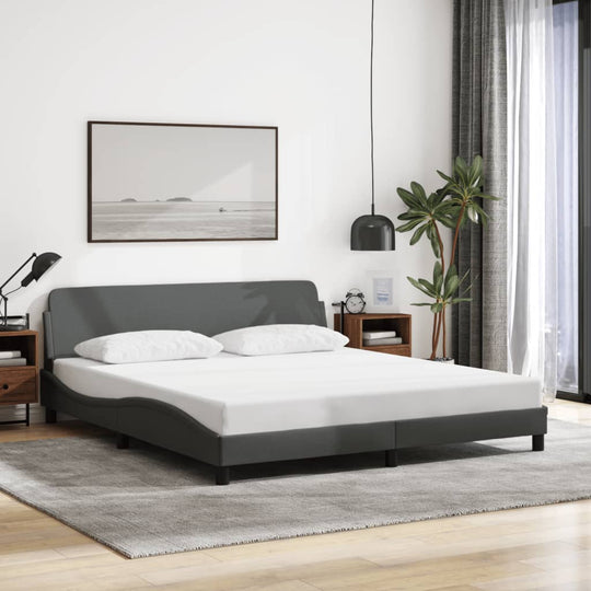 Bed Frame without Mattress Dark Grey 183x203 cm King Fabric