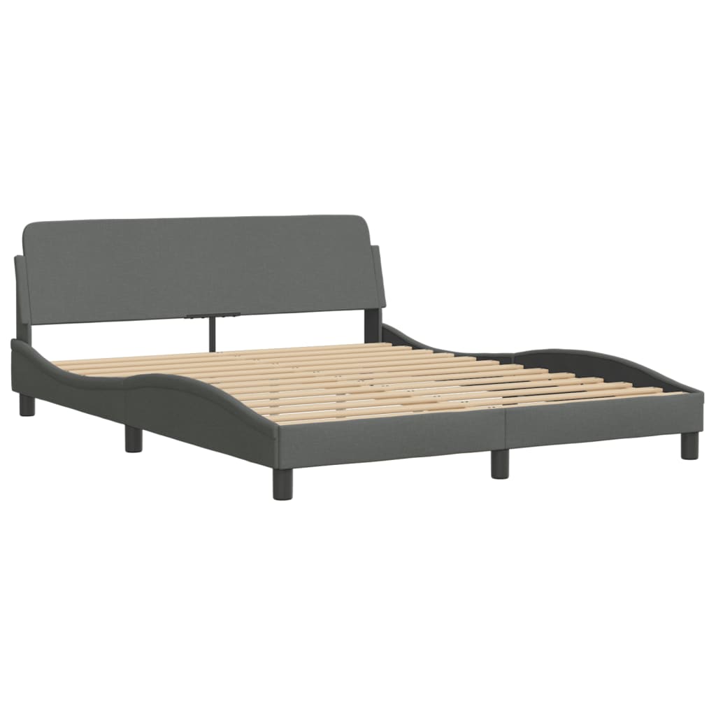 Bed Frame without Mattress Dark Grey 152x203 cm Queen Fabric