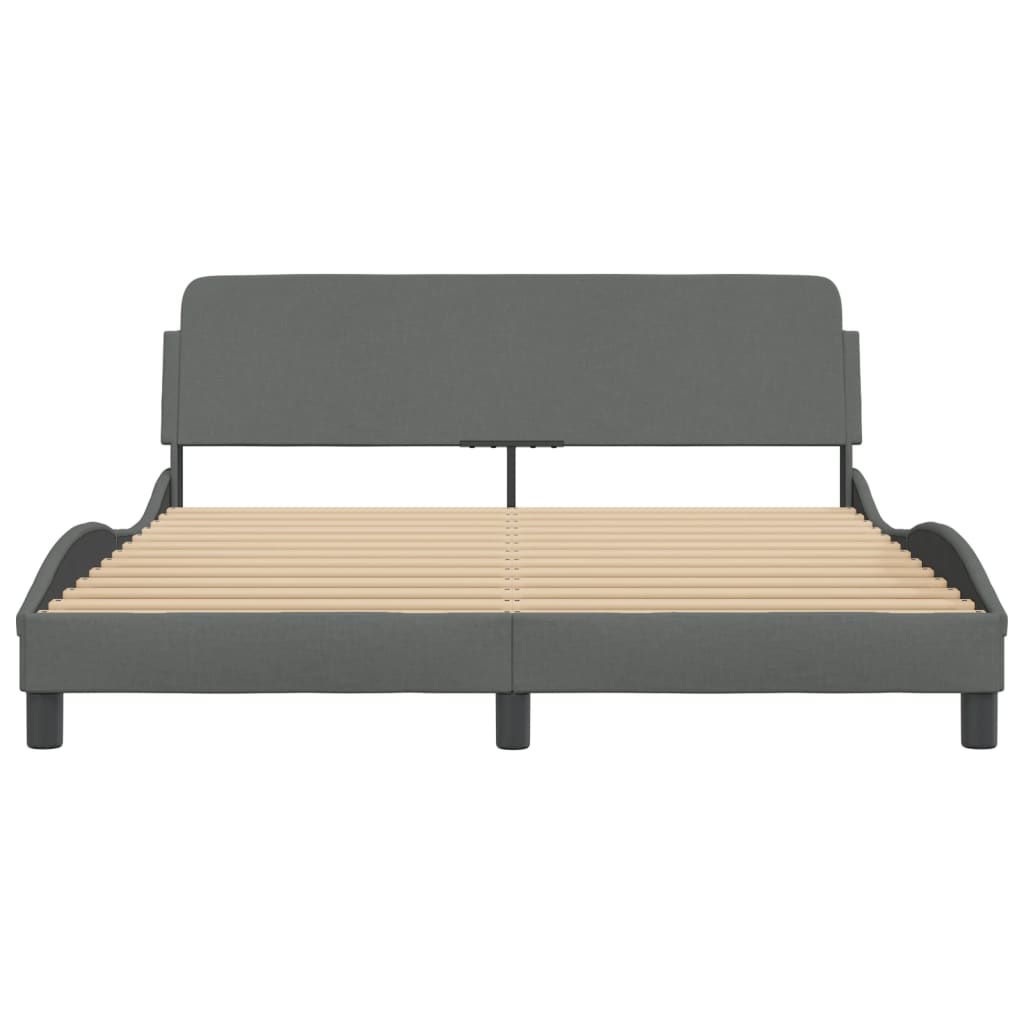 Bed Frame without Mattress Dark Grey 152x203 cm Queen Fabric