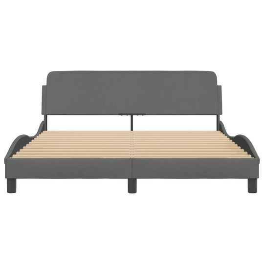 Bed Frame without Mattress Dark Grey 152x203 cm Queen Fabric