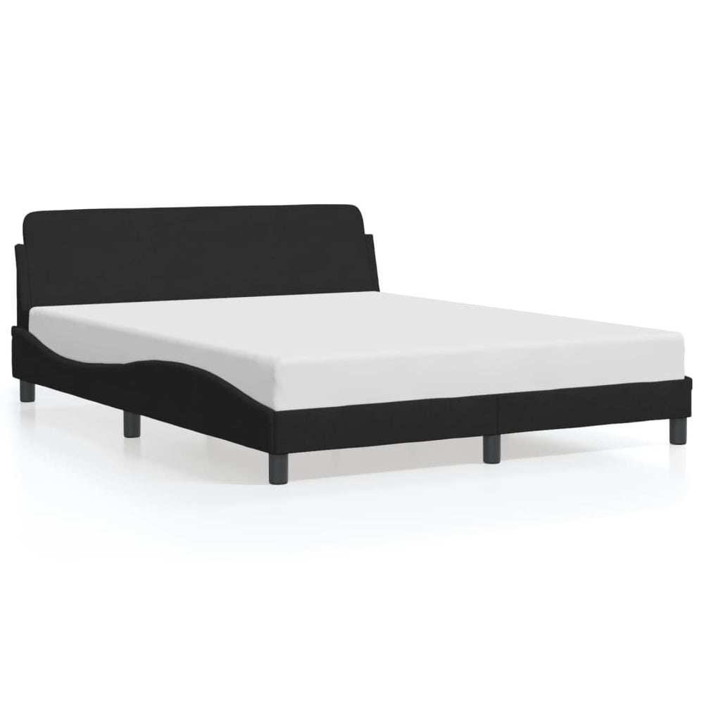 Bed Frame without Mattress Black 152x203 cm Queen Velvet