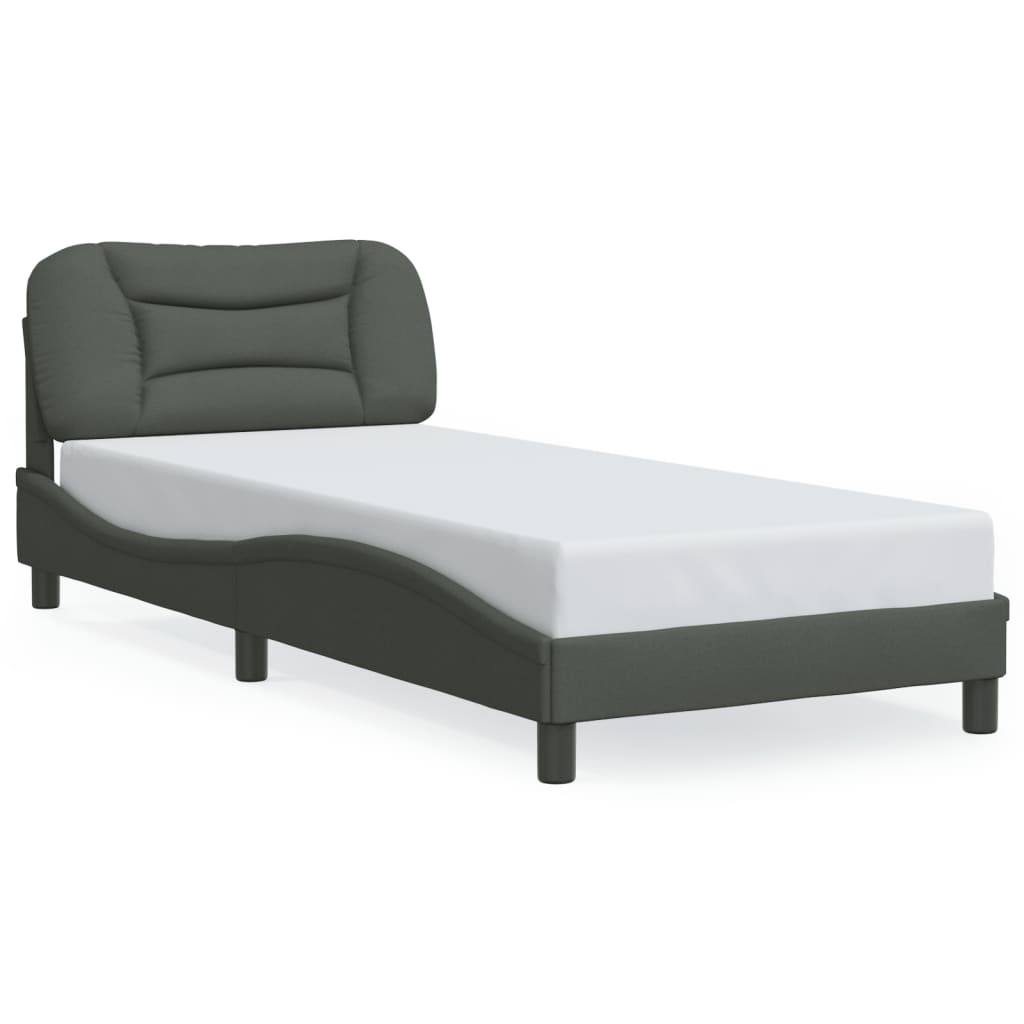 Bed Frame without Mattress Dark Grey 90x190 cm Fabric